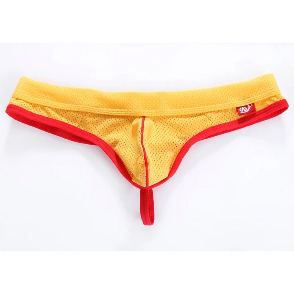 WJ Man Thong Low Waist Nylon Mesh Breathable Men's Thong T Briefs 4003-DK Small